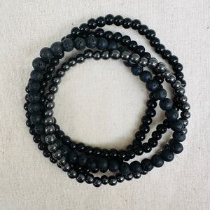 Protection crystal bracelets. Set of 4. Black pyrite, onyx, tourmaline.